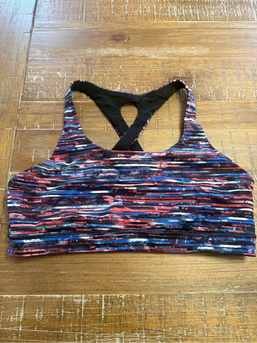 lululemon athletica Striped Red, Blue & Black Racerback Sports Bra
